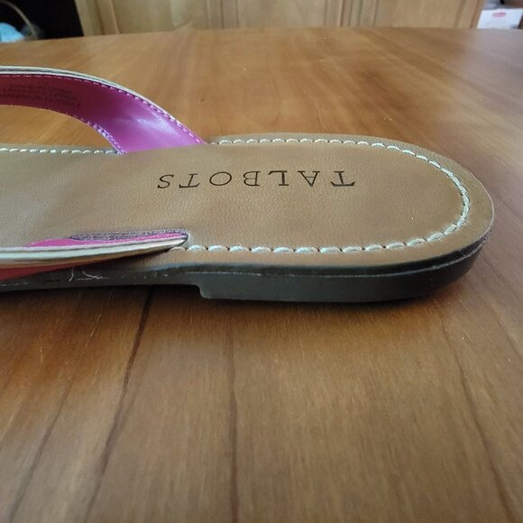 Talbots Hot Pink Thong Sandals With Gold Accents - 7M - Picture 6 of 7